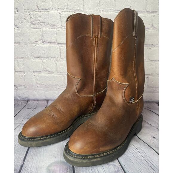 Justin Conductor 10” Work Boots Hazel Leather Mens Size 7